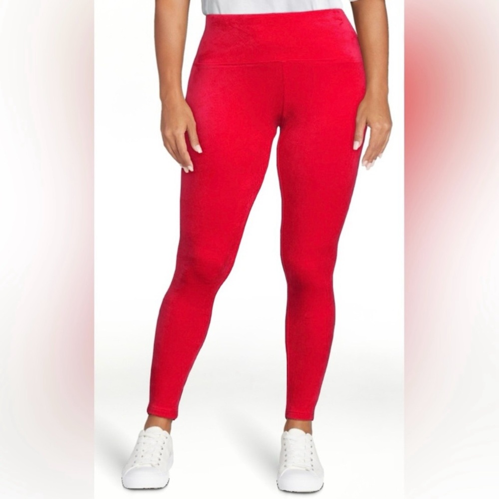 High Rise Red Velvet Leggings Size XL Size 16 Size 18 NWT